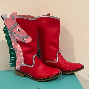 Red Leather Stella Boots Horse Shape
